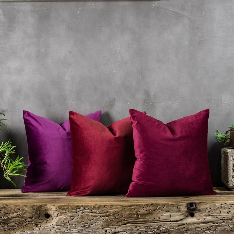 QUAFOO Purple Couch Velvet Throw Pillow Covers 18x18 inch Set of 2 with Zipper Decorative Luxury Soft Solid Square Cushion Covers Case for Sofa Bed Living Room Car - Image 3